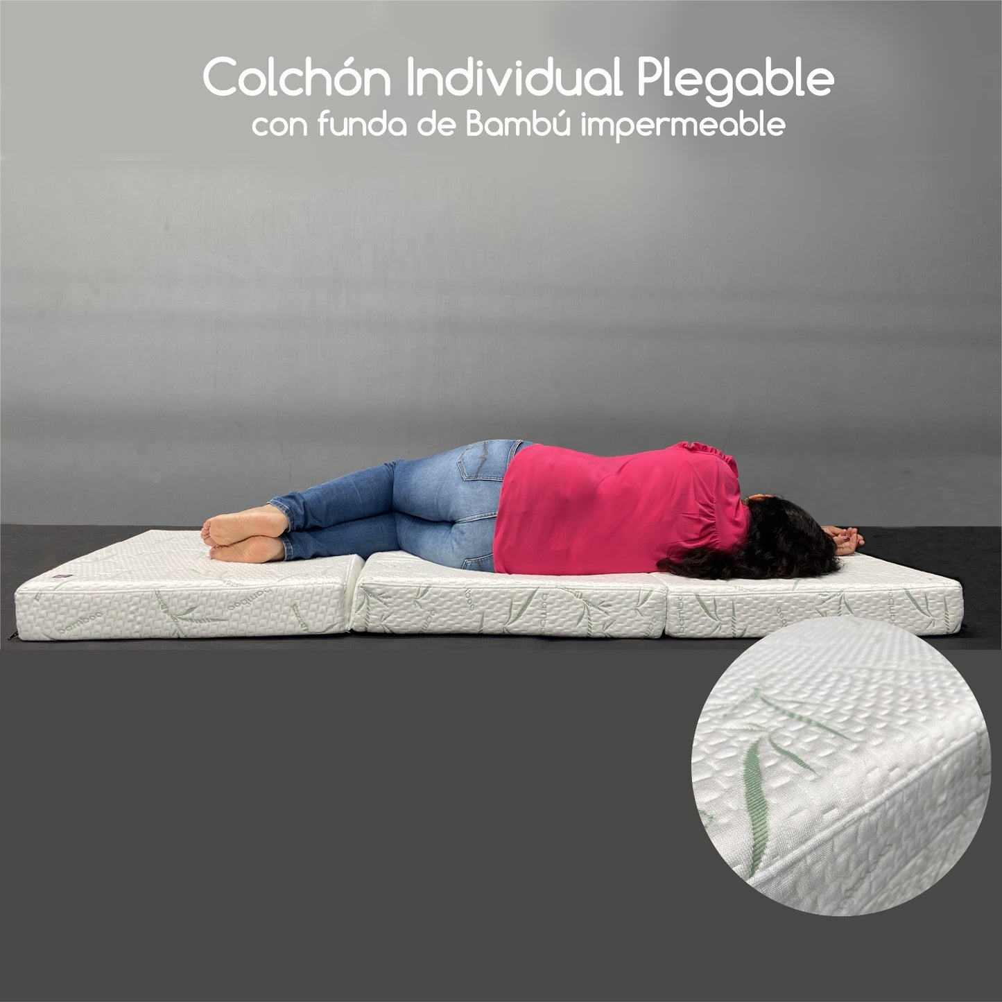 Colchón Individual Plegable de bambú 190 x 70 x 10 cm | Espuma HD, Funda Impermeable  Hecho en México por Colchones Dorm®